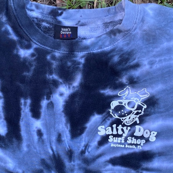 Salty Dog Surf Shop Daytona Beach, Fl Crewneck Sweater L Gray/Black Tie-dye - Picture 3 of 4